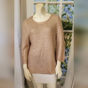 Chicos Sweater Metallic Copper Cotton Blend Size 2 / US Large Womens Crewneck